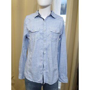 VTG Y2K BKE Athletic Fit Long Sleeve Snap Up Denim Shirt M Western
